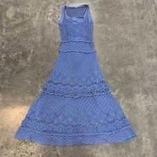 Alexis Aleala Dress Small Blue Crochet Knit Maxi Women’s