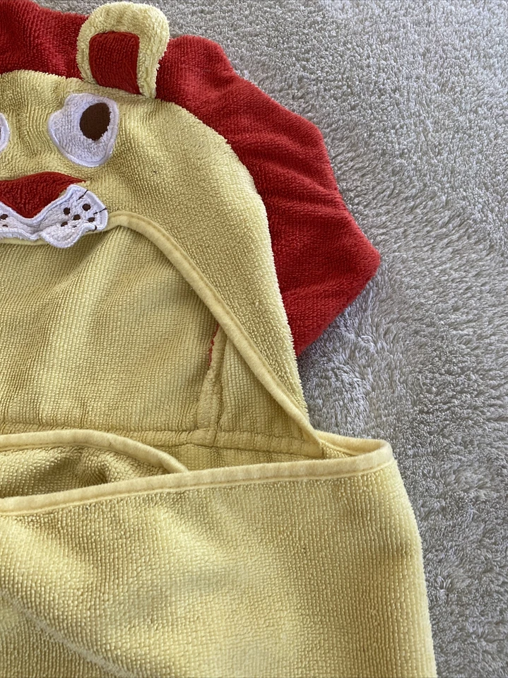 Toalla grande Circo amarillo león melena roja con capucha microfibra baño piscina niño pequeño Foto 4 de 4