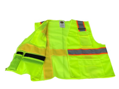 SKU-03-MEDIUM HIGH VISIBILITY LIME/ORANGE MESH VEST - Picture 8 of 10