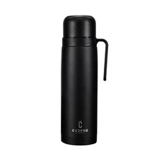 Cuopro 33.8oz Matte Black Yerba Mate Thermos Vacuum Insulated Double Walled