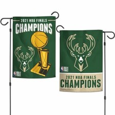Milwaukee Bucks Wincraft 2021 NBA CHAMPIONS 12x18 Double Sided Garden Flag FREE