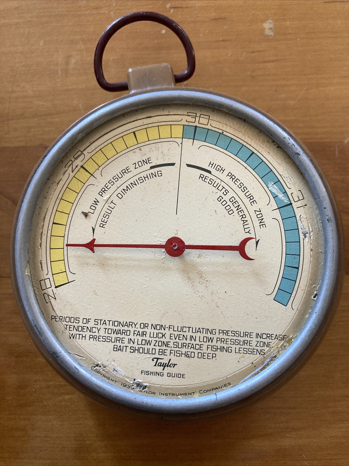 Taylor 1960s Fisherman's Barometer Fishing Forecaster Barometric