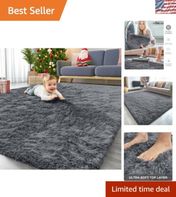 Machine Washable Grey Shaggy Area Rug 5x7 - Blissful Comfort for Every Room