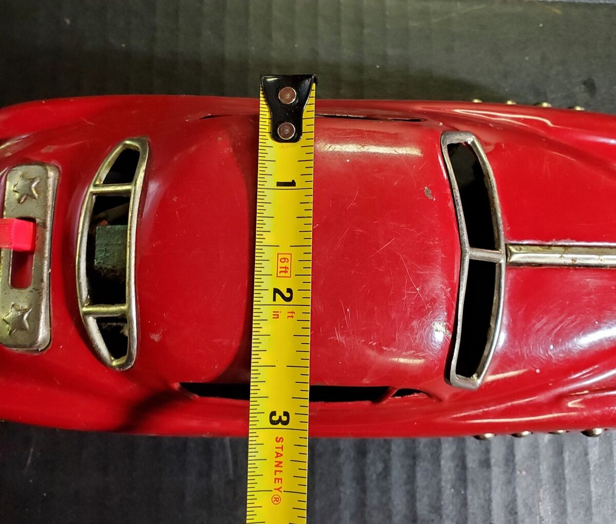Vintage Rare MARUSAN Red Hudson Tin Toy Car Japan Battery Vintage Rare MARUSAN Red Hudson Tin Toy Car Japan Battery