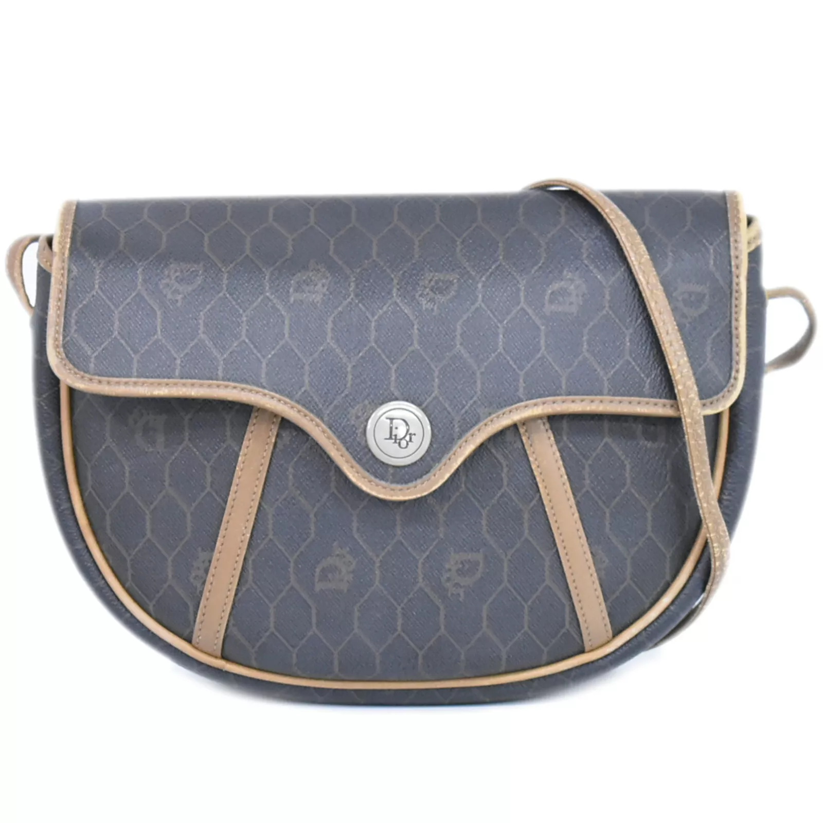Sac bandoulière Christian Dior nid d'abeille PVC noir or