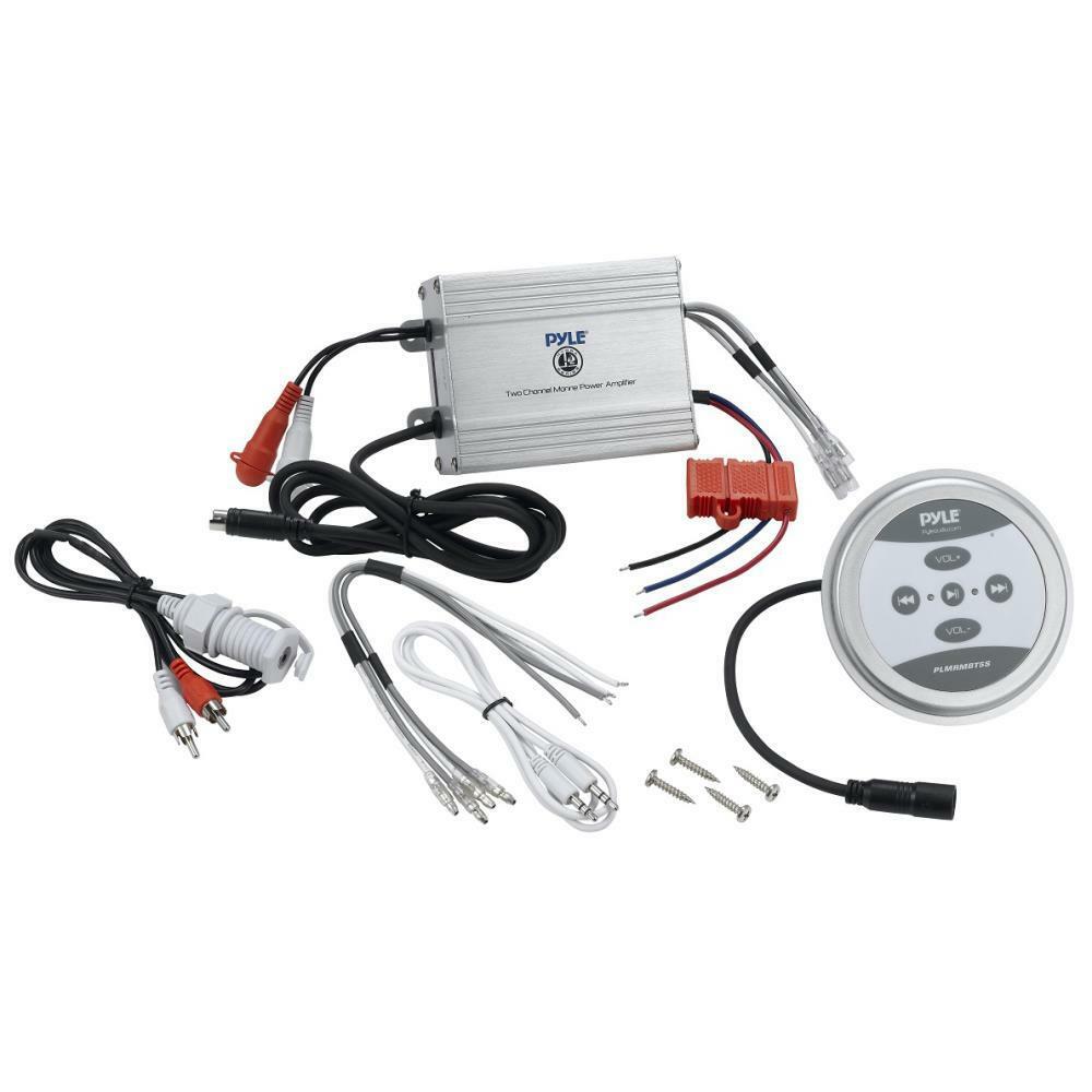 Pyle PLMRMBT5S Marine Boat 600 Watt Bluetooth 2-Channel Amplifier Amp (Silver)