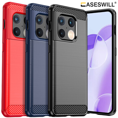 For OnePlus 10 Pro Case Slim Carbon Fiber Flexible TPU Cover + Screen Protector