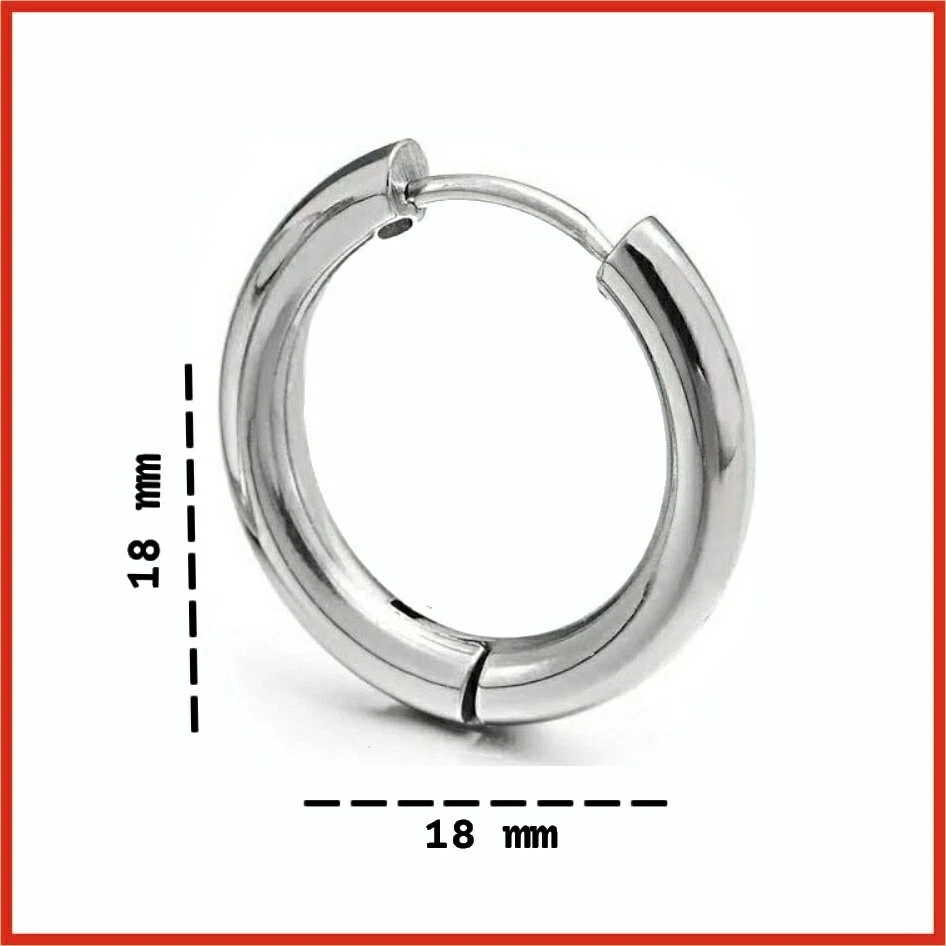 ORECCHINI CERCHIO ACCIAIO INOX Colore Argento Uomo Donna Orecchino Unisex Italia - Immagine 2 di 4