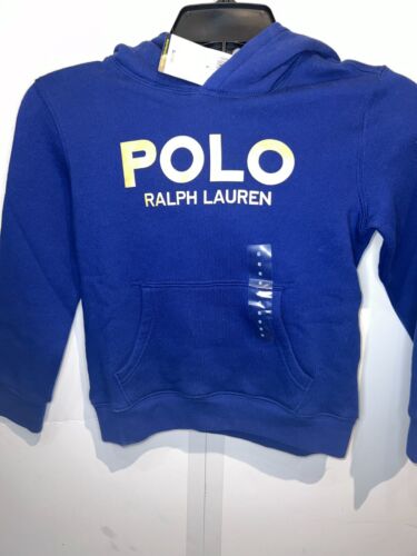 Ralph Lauren Polo Boy's LS Pullover Hoodie Size 6 Gold Logo Navy Blue NWT - Picture 1 of 4