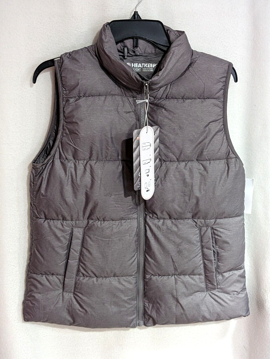 HeatKeep Women's Grey Packable Puffer Vest (TL0F3002PHK) Size S