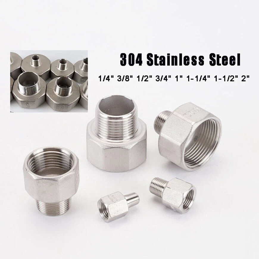 Male/Female 304SS Reducer Pipe Fitting Reducing Adapter Connector BSP 1/8" to 2" - Image 2 of 4