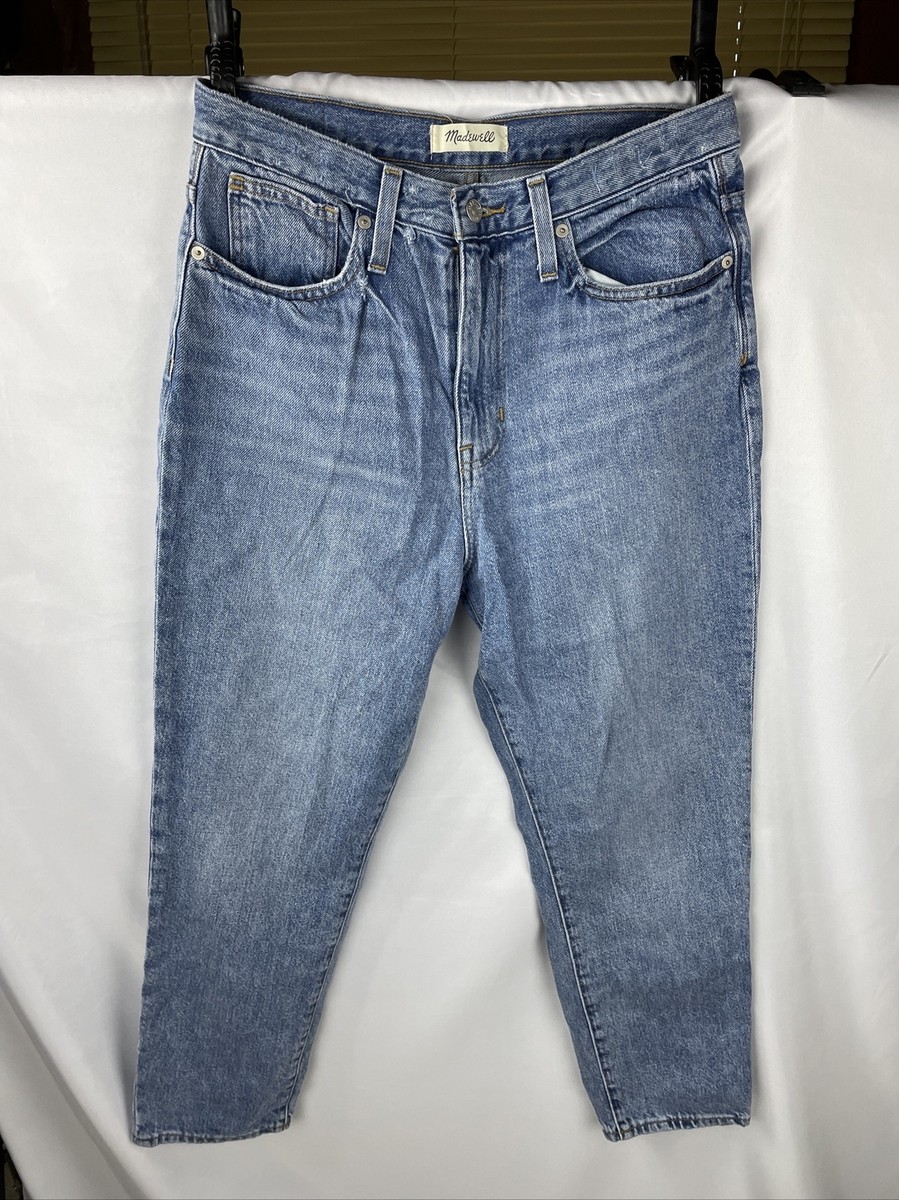 Madewell Jeans Womens 29 Blue Denim The Mom Jean Flat Front Straight Leg  Pockets