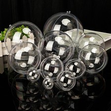 10pcs Clear Plastic Small Balls 2-part Spheres Bauble Favours Wedding Xmas Craft
