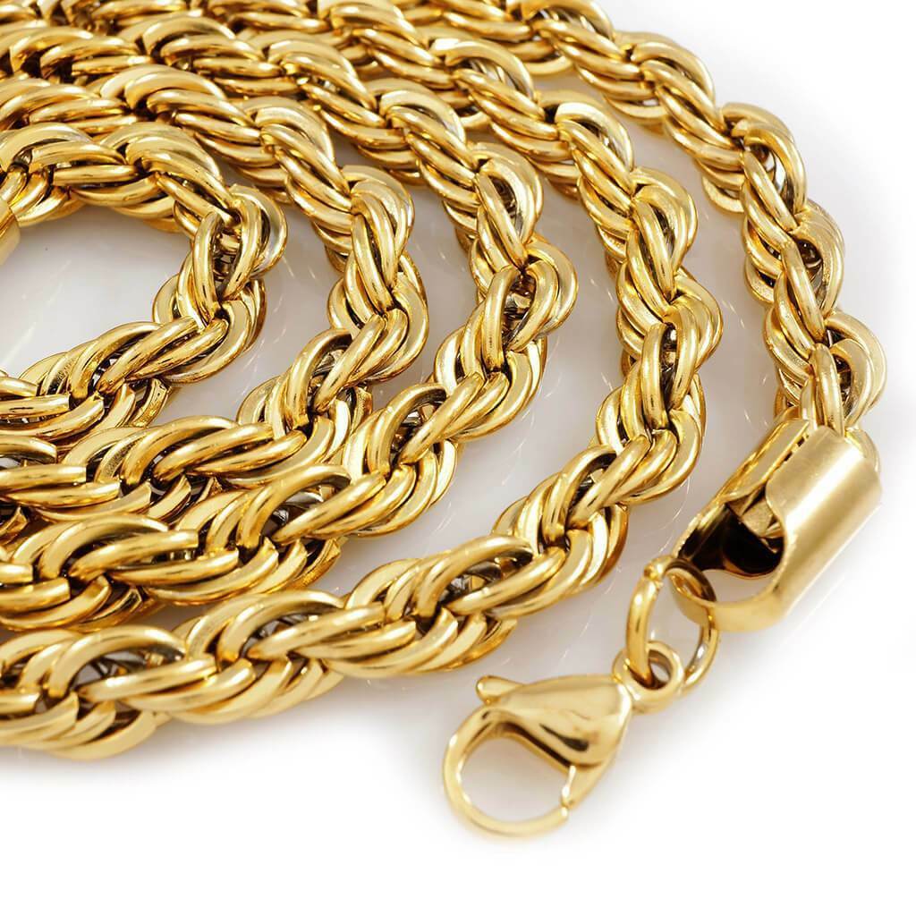 Gold Rope Chain 18k Solid Yellow Gold Chain 18K Yellow GOLD Plated