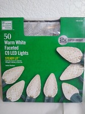 HOME ACCENTS 32ft 8in 50Ct LED C9 Faceted Warm White Super Bright String Light