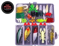 Juego de caja de aparejos de pesca, accesorios llenos, anzuelos, señuelos, VIP