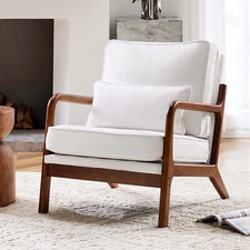 ZUNMOS Mid-Century Modern Chair with Pillows Cushions Solid Wood Frame Armchair