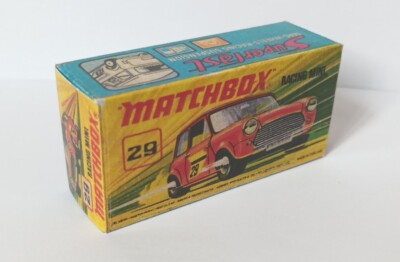 Matchbox Superfast #29b 1:53 Racing Mini Cooper Repro ''J'' Box Lesney Series-75 