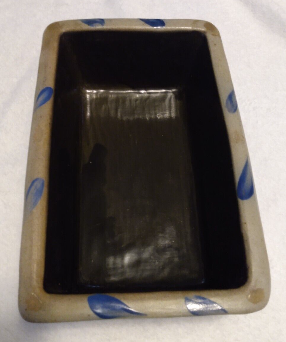 1992 Rowe Pottery Works 11" Bread Loaf Pan Blue Heart Pattern eBay