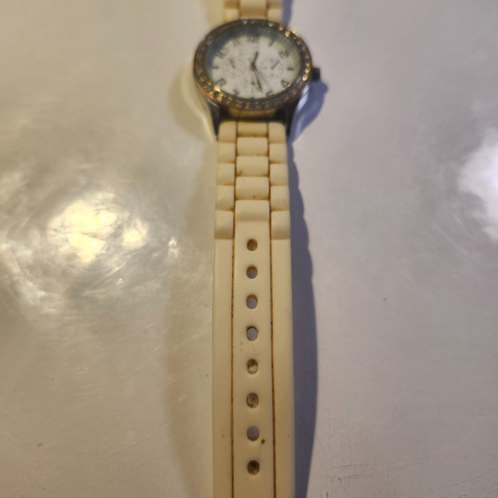 Darice White/Rose Gold Rhinestone Studded Watch image 3