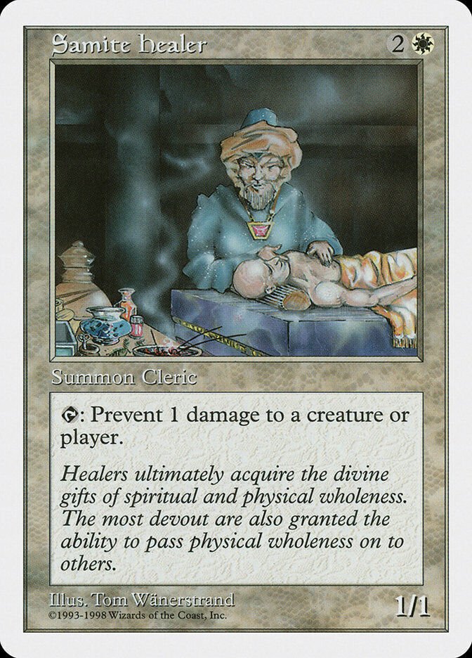 mtg magic samite healer MISPRINT mana cost 3 ENGLISH anthologies 1998 healer