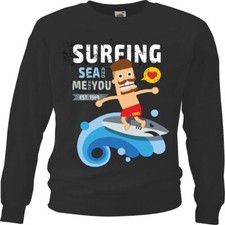 Sweatshirt Surfing Surfer Surfbrett Segel Surfer Bekleidung in Schwarz