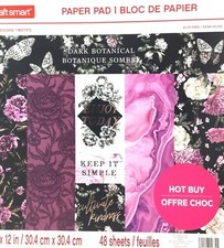 DARK BOTANICAL MIX or MATCH 2 Pads Craft Smart 12"x12" Paper Pad Cardstock