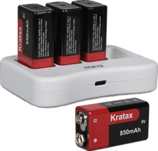 Kratax 850mAh 9V Li-ion Rechargeable Batteries 9-Volt Lithium Battery Charger