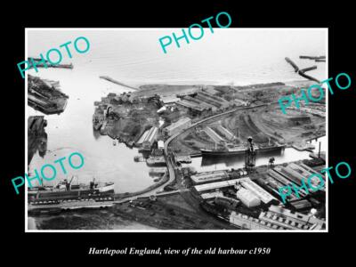 OLD 8x6 HISTORIC PHOTO OF HARTLEPOOL ENGLAND VIEW OF THE OLD HARBOUR c1950