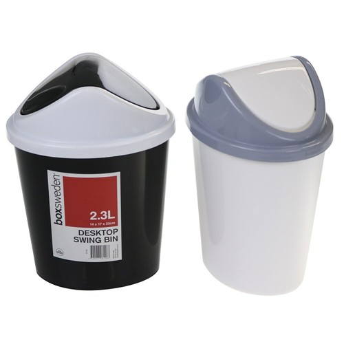 2 x 2.3L Colored Plastic Bins Swing Lid Desktop Rubbish Waste Trash Home Office - Picture 2 of 2