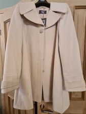 Brand New Women's British Home Stores Longline Cream Swing Coat Size 16