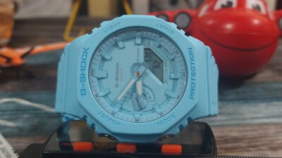 Casio G-Shock GA-2100-2A2 Tone On Tone Analog Digital Blue Octagon