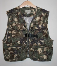Kids Boys L.L. Bean Camo Green Fishing Ranger Hunting Utility Vest Jacket 6X/7