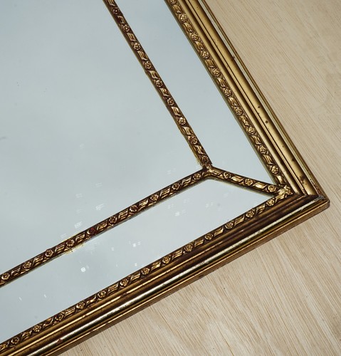 VINTAGE MID CENTURY MODERN FRENCH PORTRAIT PANELLED MIRROR WITH ORIGINAL GLASS - Picture 13 of 16