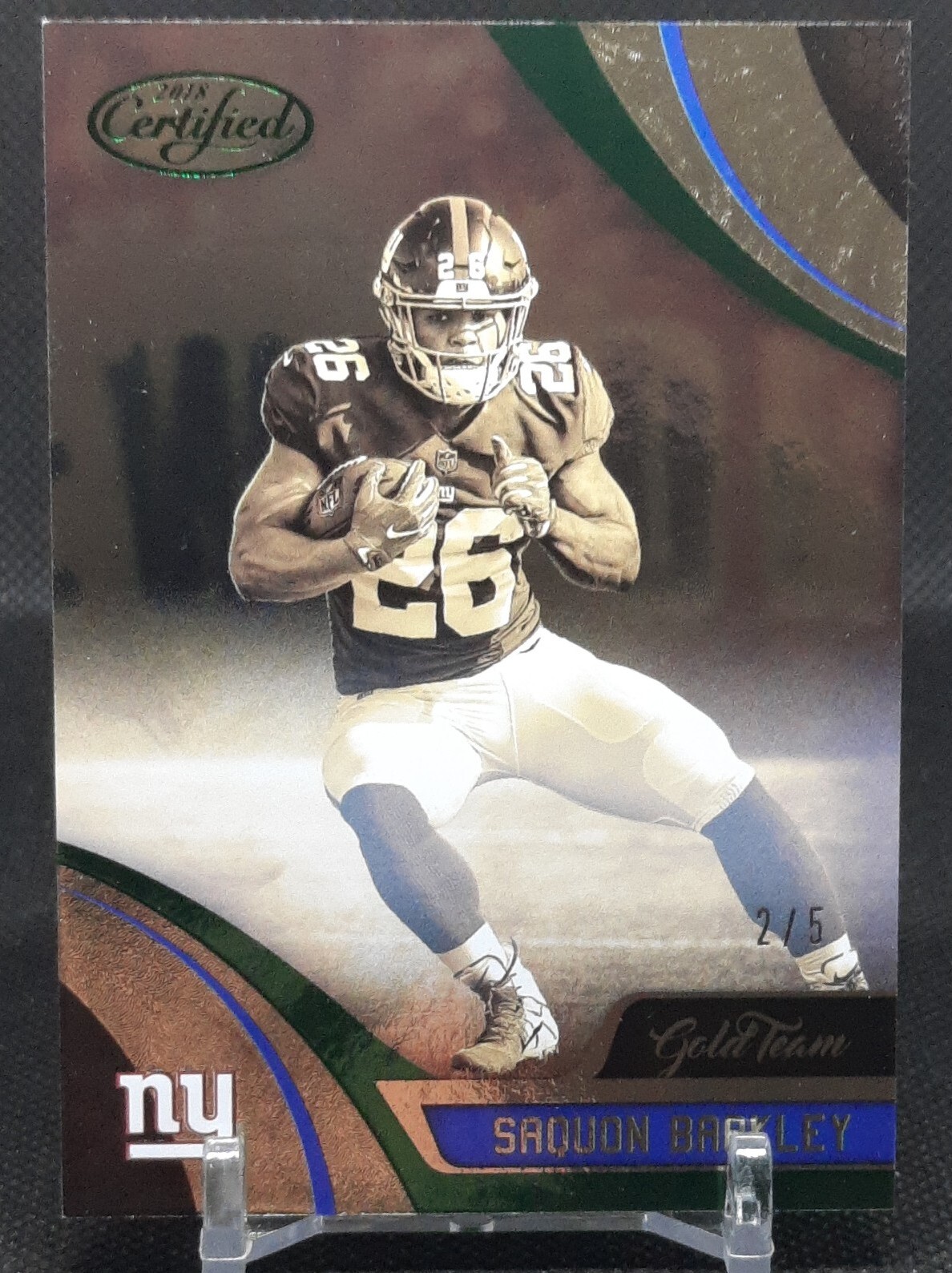 Saquon Barkley Panini Certified Gold Team #SAB Green Mirror