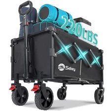 Sekey 220LBS Collapsible Wagon Heavy Duty 120L Large Capacity, Foldable Wagon