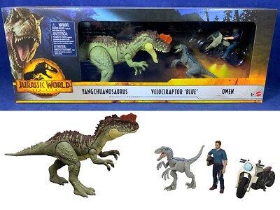 New JURASSIC WORLD 3-Pack DINOSAURS HLP79 Yangchuanosaurus BLUE