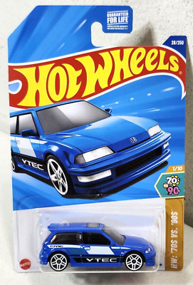 Hot Wheels 70s vs 90s Series Blue  90 Honda Civic EF VTEC JDM 2025 Car Toy NEW