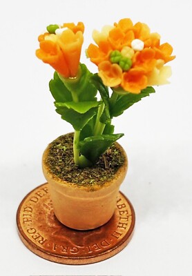 Puppenhaus orange Hortensien Bündel im Keramiktopf Maßstab 1:12 Blume Tumdee