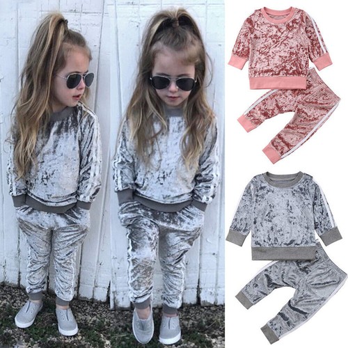 2Pcs Toddler Kids Baby Girls Clothes Set T-shirt Top Pants Outfit Sets Tracksuit