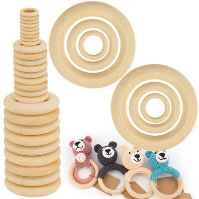 33pcs Wooden Rings for Crafts 3 Sizes Natural Wood Hoops for Macrame DIY Decor 