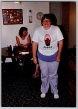 Vtg Color Snapshot Woman Funny Graphic Mouth T Shirt Ahhh! Purple Pants 1990s