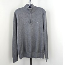 Izod 1/4 Zip Pullover Mock Neck Long Sleeve Gray Sweater M
