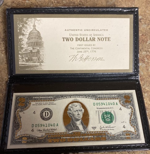 (1)  US Monetary Exchange Authentic Uncirculated 2003 $2 Two Dollar Note - Picture 1 of 4