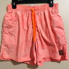 Nike Shorts Boys Kids Size Large Lined Swim Trunks Orange Drawstring Pockets.
