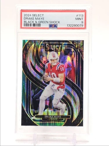DRAKE MAYE 2024 SELECT PREMIER LEVEL ROOKIE BLACK GREEN SHOCK A RC PSA 9 Q2756