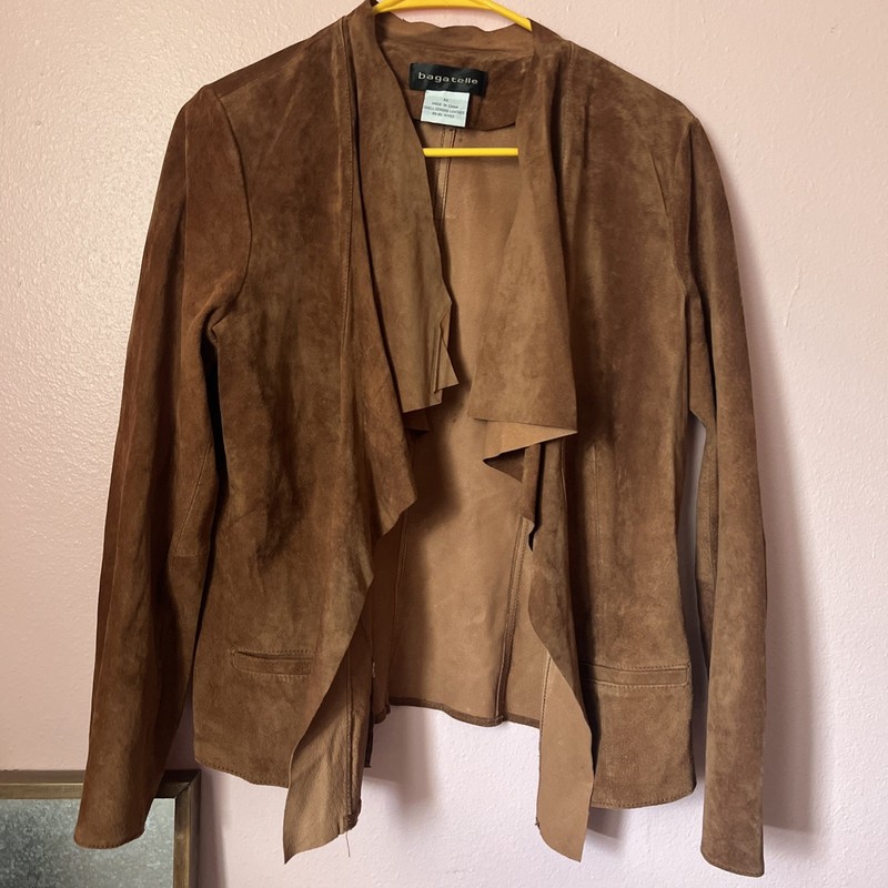 Bagatelle Women Brown LeatherSuede Waterfall  jacket. Size medium