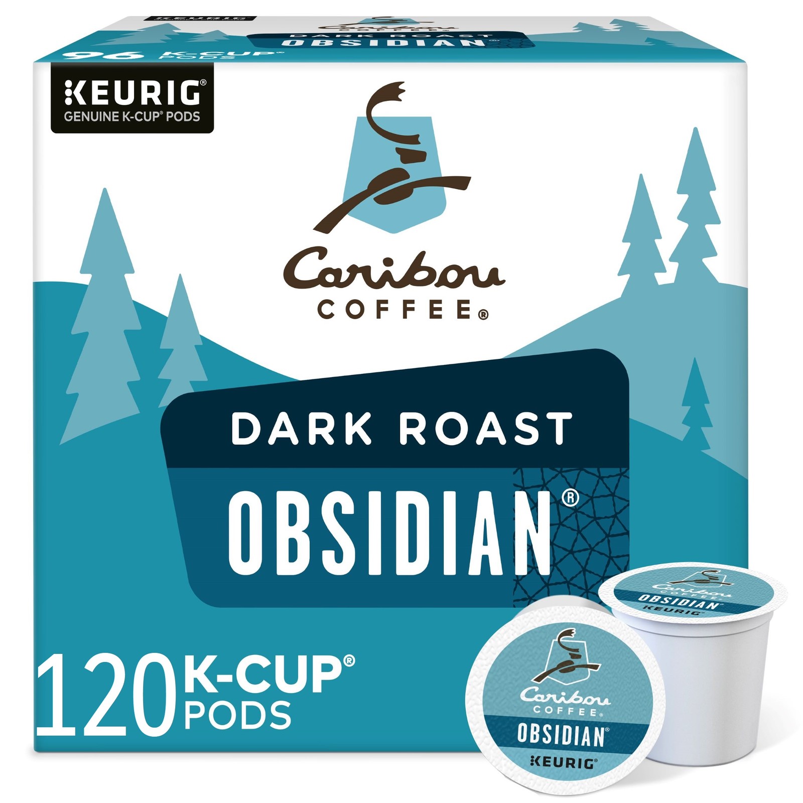 Caribou Coffee Obsidian K-Cups, Dark Roast, 120 Count