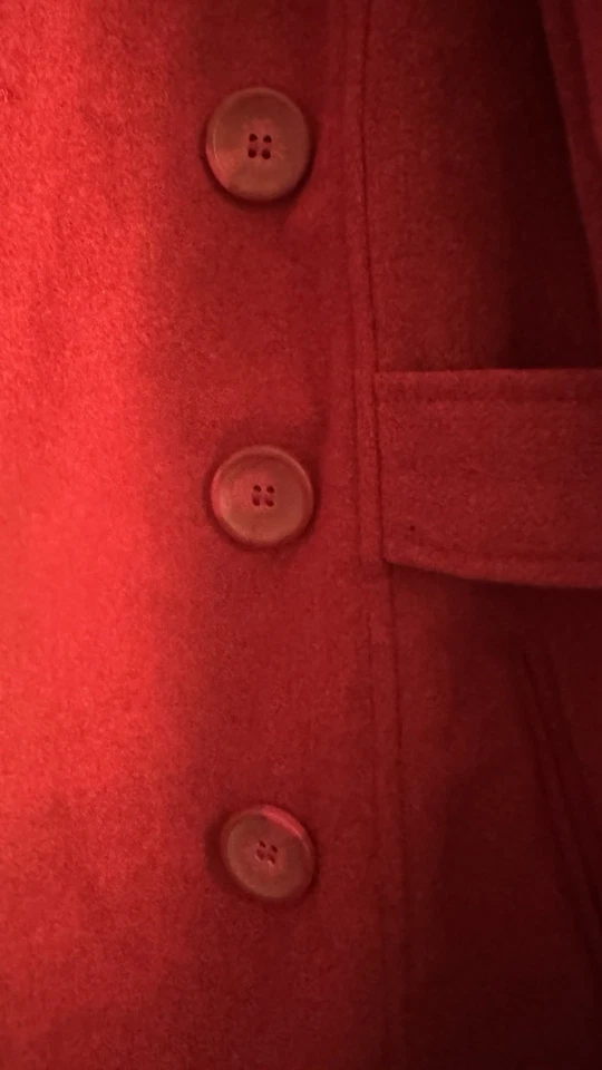 Chaqueta Abrigo Mujer L.A HEARTS Roja Lana Guisante, Talla S, Largo Medio, Con Bolsillos Foto 4 de 4