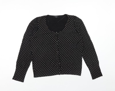 Comma Damen blau U-Ausschnitt gepunktet Viskose Cardigan Pullover Größe 16